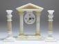 Preview: Portaluhr mit 2 Kerzenleuchtern, Alabaster, H: 25,5 cm
