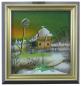 Preview: Gemälde Hinterglasmalerei Winterlandschaft, Naive Kunst, 20 x 20 cm