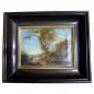 Preview: Pfarr. Rieger, 1843: Gemälde Landschaft mit Ruine, Tier und Personenstaffage, Öl/Leinwand