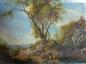 Preview: Pfarr. Rieger, 1843: Gemälde Landschaft mit Ruine, Tier und Personenstaffage, Öl/Leinwand
