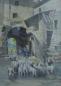 Preview: J. Salomon: Gemälde Ansicht Gehöft mit Ziegenherde und Personen. Öl/Leinwand