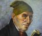 Preview: Gemälde Porträt älterer Mann mit Buch, Öl/Holz