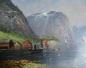 Preview: A. Lorenz, Anfang 20. Jh.: Gemälde Fjord Landschaft mit Booten und Häusern. Öl / Holz