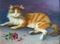 Preview: Oppermann, 1929: Gemälde Liegende Katze mit Rose