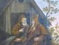 Preview: L. Berger ?: Gemälde 2 Mönche im Gespräch vor Haus sitzend, bergige Landschaft