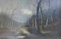 Preview: O. Lanbert: Gemälde Holzsammlerin in der Dämmerung, Landschaft mit Birken