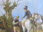 Preview: Monogrammist EE oder EF: Gemälde Genrebild Postreiter, Postillon zu Pferd, eine Pfeife anzündend