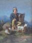 Preview: Gemälde Hirtenjunge mit Ziegen, auf einem Fels sitzend, 19. Jh.