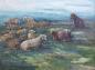 Preview: Hugo Köcke: Gemälde Schafherde auf einer Wiese liegend, mit Hirtenhund