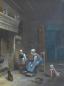 Preview: van Haa...: Gemälde Interieur, Mutter mit zwei Kindern und Katze vor Kamin
