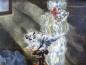 Preview: Monogrammist KF: Gemälde Katzen mit Spinnrad