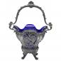 Preview: Henkelkorb mit kobaltblauem Glaseinsatz, 800er Silber, 1890/1910, Pralinenkorb