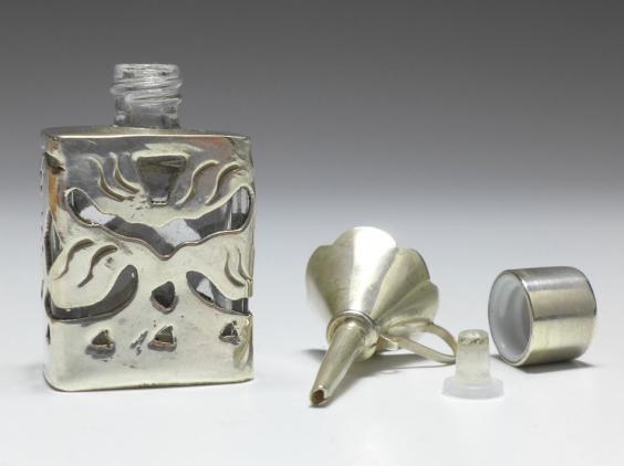 Parfum Flakon mit Trichter, 925er Silber, Parfumfläschchen