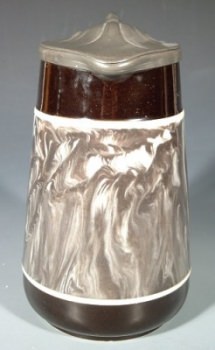 Krug, Jugendstil um 1900, Keramik, mit Zinndeckel, H: 20 cm
