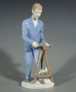 Porzellanfigur Handwerker Klempner, Gräfenthal Thüringen, H: 24 cm
