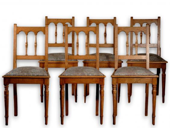 6er Satz Stühle, Eiche massiv, mit Federkernpolsterung, 93,5x45,5x40 cm
