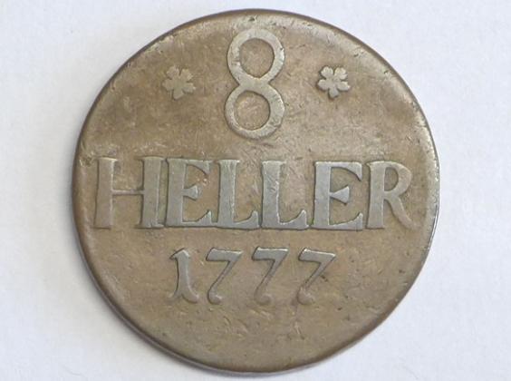 Münze 8 Heller, 1777, Hessen Friedrich II., 1760-1785, D: 31 mm