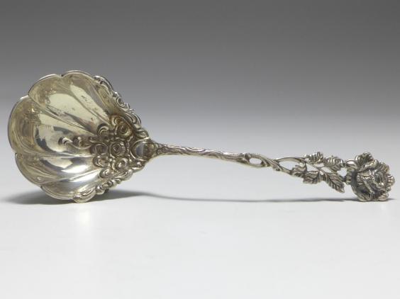 Sahnelöffel, Löffel, 835er Silber, Hildesheimer Rose, L: 16 cm