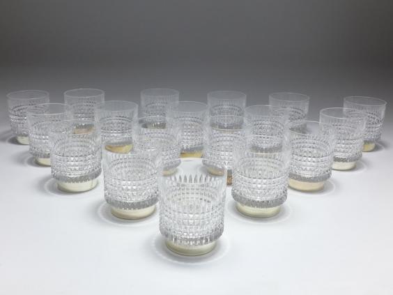 70x Glas mit 925er Silber Rand, Sterlingsilber, Longdrinkglas, Becher