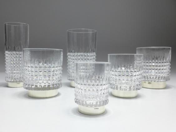 70x Glas mit 925er Silber Rand, Sterlingsilber, Longdrinkglas, Becher