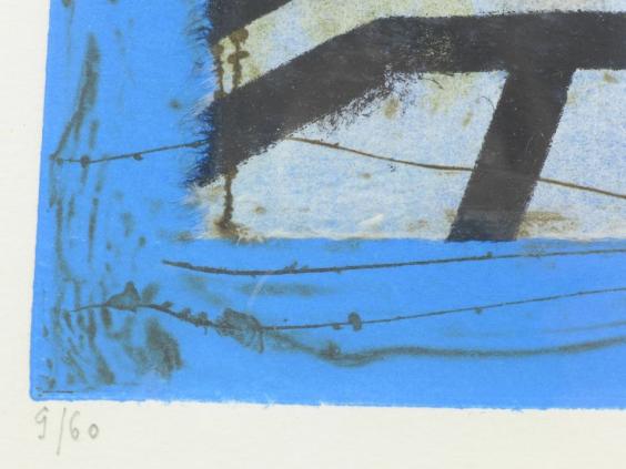 Coignard, James: Carte de Voeux, blau, Carborundum-Radierung