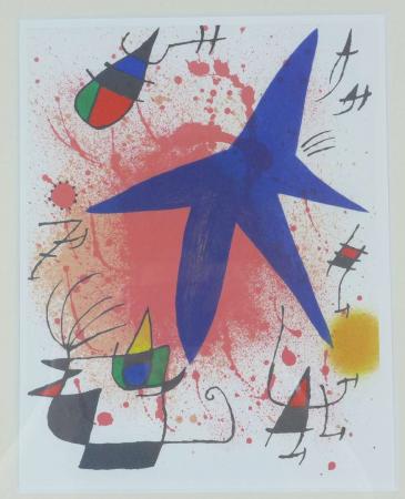 Joan Miró: Kunstdruck "L'étoile bleu - Der blaue Stern", 1972, im Rahmen