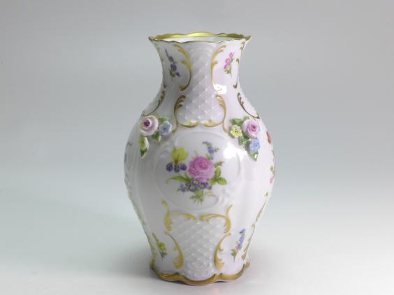 Vase, Lindner, Blumendekor, H: 17,5 cm
