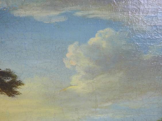 Gemälde: barocke Landschaft, 17./18. Jh., Öl/Lwd.