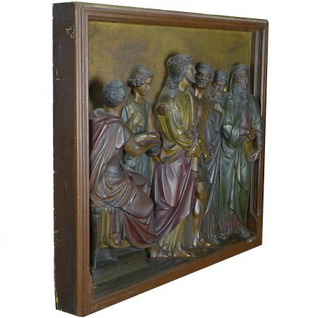 Wandbild Gefangennahme Jesus, ~1900, 77 x 87 x 14 cm