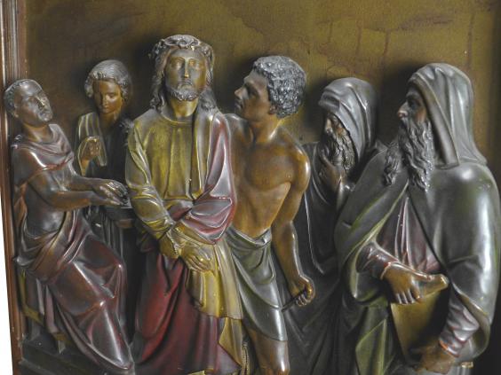 Wandbild Gefangennahme Jesus, ~1900, 77 x 87 x 14 cm