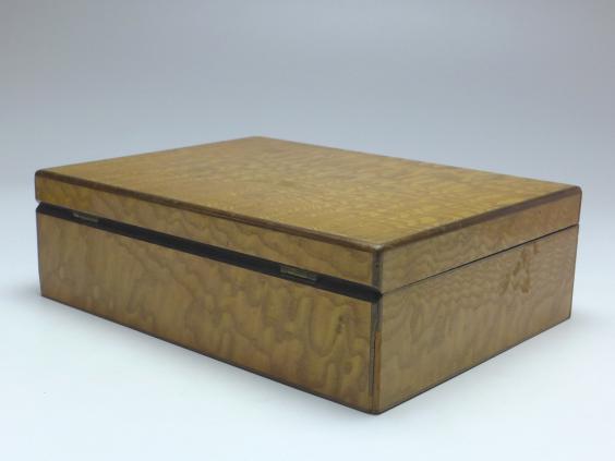 alte Schatulle, Nähkästchen, Holz, 7 x 22,5 x 17 cm