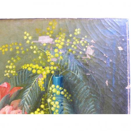 J. Cantrill, 1886: Gemälde Stilleben mit Blumen, Früchte