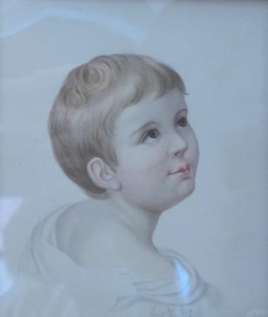 Monogrammist L. Maralt, 1881: Gemälde Kinderportrait. Aquarell