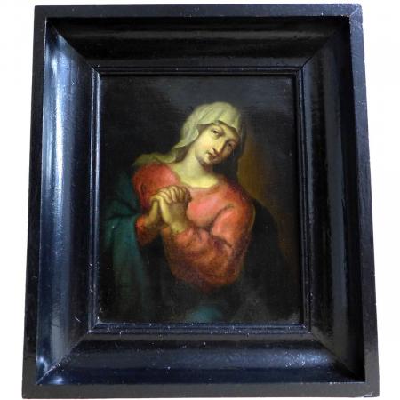 Paar Gemälde Jesus und Maria. 17./18. Jh., Öl/Kupfer