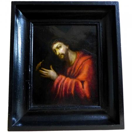 Paar Gemälde Jesus und Maria. 17./18. Jh., Öl/Kupfer