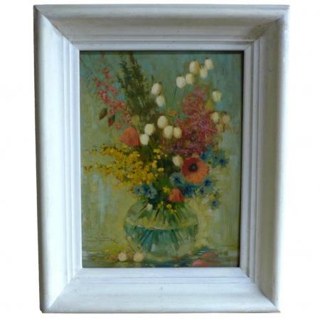 Bernd Funke, Gemälde Blumenstilleben, Blumenstrauß in Vase