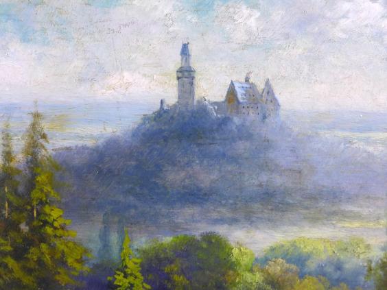 H. Offheim, Frankfurt: Gemälde Landschaft mit Schloß