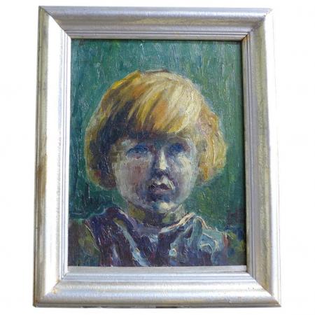 Monogrammist HE / HC: Gemälde Portrait Kind / Kinderportrait