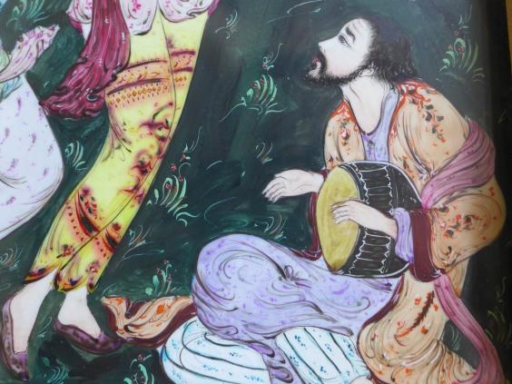 Gemälde orientalische Szene mit Tänzerinnen und Musikern