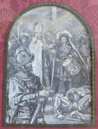 Gemälde Historische Szene Papst mit Schweizer Garde