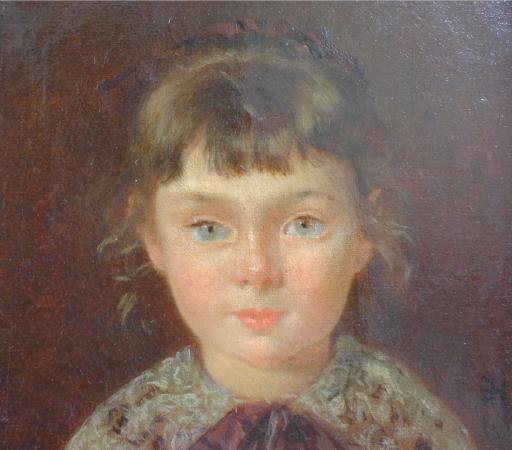 Edouard Jean Conrad Hamman: Gemälde Portrait Mädchen Madeleine, 1883. Öl/Leinwand
