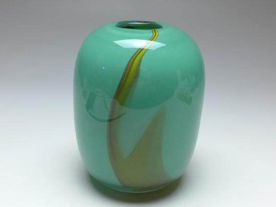 Vase, Glashaus Udo Edelmann, grün, H: 14,5 cm