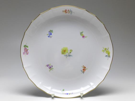 Kuchenschale, Meissen, bunte Streublumen, Gestreute Blümchen, D: 28 cm