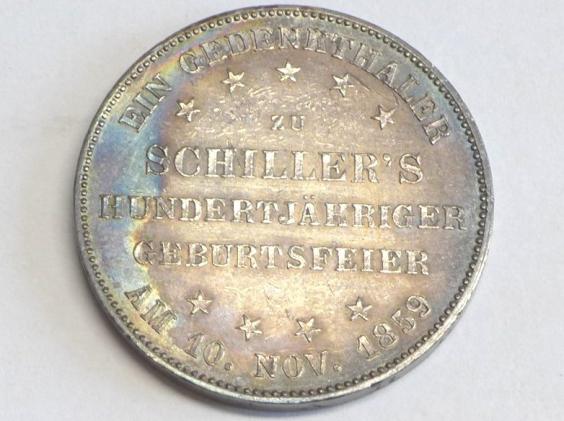 Gedenkthaler 10 Nov. 1859, Frankfurt Gedenkmünze: 100 Jahre Geburtstag Schiller