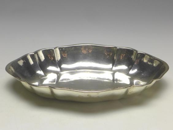 ovale Schale, Wilkens, Bremen, 830er Silber, 3,5 x 24,5 x 16 cm, 206 g