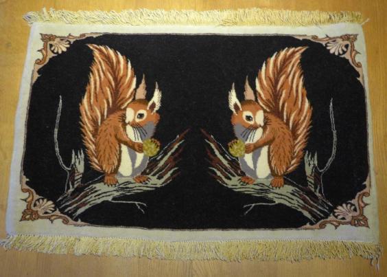 Teppich 2 Eichhörnchen, Täbriz, Persien, 64 x 40 cm