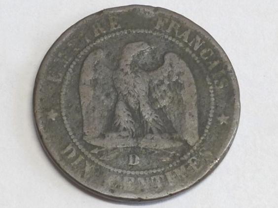 Münze 10 Centimes 1856 D Frankreich Napoleon III, D: 30 mm
