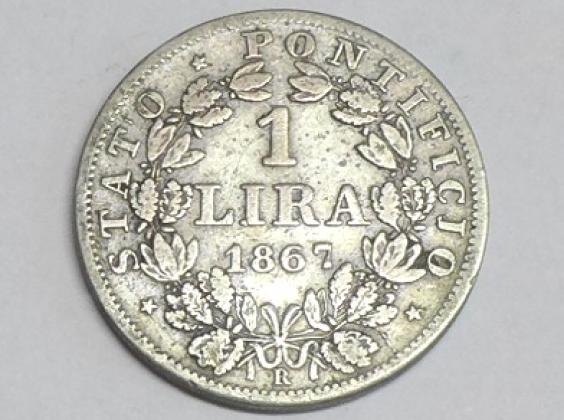 Münze 1 Lira, 1867, Vatikan, Pius IX.