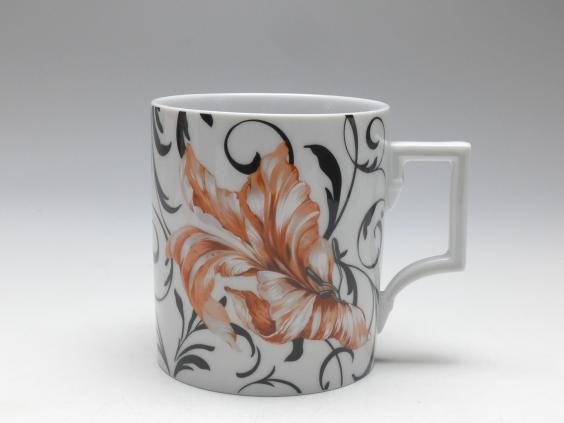 Kaffeebecher, Meissen, Dekor Flower Ornament, H: 9 cm