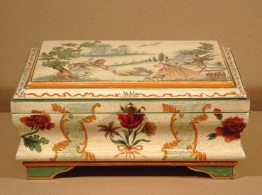 Schatulle, Dose, chinesische Motive, 13 x 29,5 x 24 cm